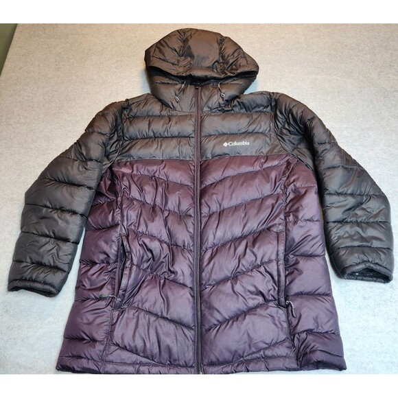 Columbia Omni Heat Thermal Puffer Jacket Mens XL Black on Purple